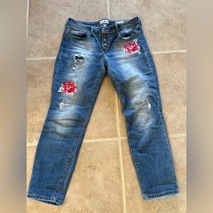 Black Daisy Jamie Relaxed Skinny Cotton Blend Jeans rose 9/29 inseam 26